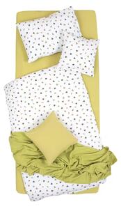Obliečky JERSEY žabky biela zelená detský 1x paplón 90x135 + 1x vankúš 45x65 cm