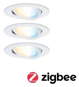 Paulmann LED zapúšťací bodový svietidlo Nova Coin Smart, biele, 3 ks, 8,4, Biela / opálová, Obývacia izba / jedáleň, Hliník, Moderný, Zapustené okrúhle