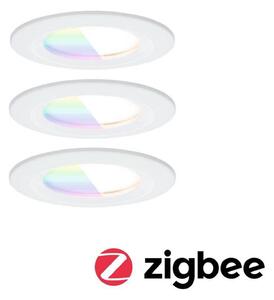 Paulmann LED zapustiteľný bodový svietidlo Nova Coin Smart biele RGBW, sada 3, Biela / opálová, Obývacia izba / jedáleň, Hliník, Moderný, Zapustené okrúhle