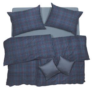 Obliečky KLASIK SOFT kocky modrá bežný 1x paplón 140x200 + 1x vankúš 70x90 cm