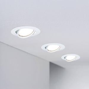 Paulmann LED zapustený bodový svietidlo Base Coin, biele, s vypínačom, 3 ks,, Biela / opálová, Obývacia izba / jedáleň, Hliník, Moderný, Zapustené okrúhle