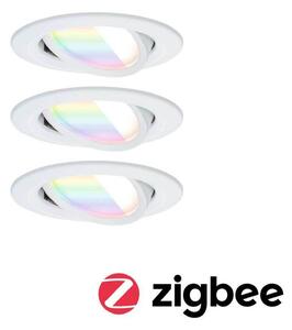 Paulmann LED zapúšťací bodový svietidlo Nova Coin Smart biele RGBW, sada 3 ks,, Biela / opálová, Obývacia izba / jedáleň, Hliník, Moderný, Zapustené okrúhle