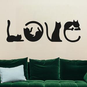 Drevená dekorácia na stenu - Love mačky - 50x16