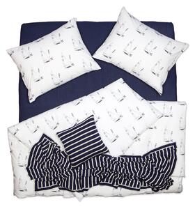 Obliečky KLASIK lode biela modrá bežný 1x paplón 140x200 + 1x vankúš 70x90 cm