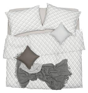 Obliečky KLASIK SOFT geo biela sivá bežný 1x paplón 140x200 + 1x vankúš 70x90 cm