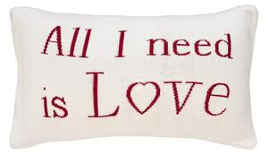 Dekoračný návlek pletený DESIGN love smotanová červená 30x50 cm
