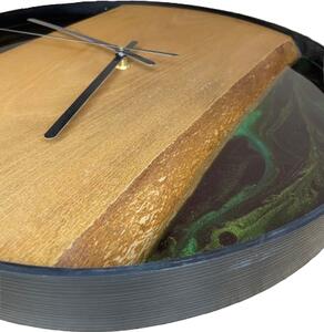 Nástenné hodiny so zeleným epoxidom Veľkosť rámu: 40cm
