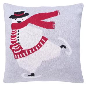 Dekoračný návlek pletený DESIGN medveď na korčuliach 45x45 cm