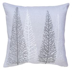 Dekoračný návlek MOTIV LUREX stromčeky strieborná 40x40 cm
