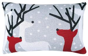 Dekoračný návlek pletený DESIGN soby sivá červená 40x60 cm