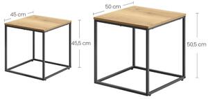 VASAGLE Duo štvorcový konferenčný stolík 2 ks - dubová farba / nohy čierne
