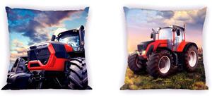 DETSKÁ DEKORAČNÁ OBLIEČKA NA VANKÚŠ TRACTOR 40X40 CM VZOROVANÁ