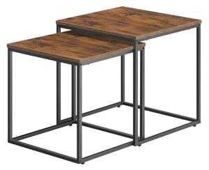 VASAGLE Duo štvorcový konferenčný stolík 2 ks - hnedá farba / nohy čierne