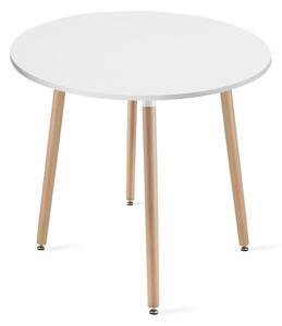 SUPPLIES KAMI okrúhly stôl v škandinávskom štýle 80cm - biely / nohy prírodné