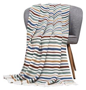 Deka pletená RIB pruhy multi 130x190 cm