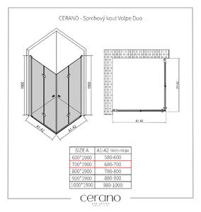 CERANO - Sprchovací kút Volpe Duo L/P - chróm, transparentné sklo - 70x70 cm - skladacia