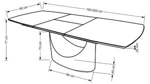 Jedálenský stôl USMON biely mramor/čierna