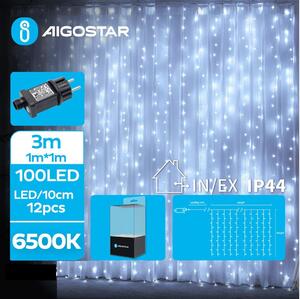 Aigostar B.V. Aigostar - LED Vonkajšia vianočná reťaz 100xLED/8 funkcií 4x1m IP44 studená biela AI0459 + záruka 3 roky zadarmo
