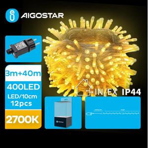 Aigostar B.V. Aigostar - LED Vonkajšia vianočná reťaz 400xLED/8 funkcií 43m IP44 teplá biela AI0486 + záruka 3 roky zadarmo
