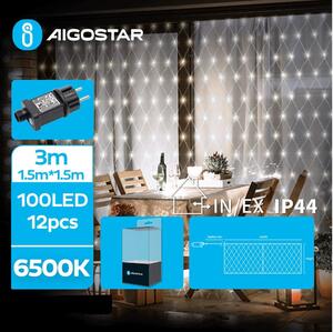 Aigostar B.V. Aigostar- LED Vonkajšia vianočná reťaz 100xLED/8 funkcií 4,5x1,5m IP44 studená biela AI0499 + záruka 3 roky zadarmo