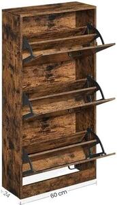 VASAGLE Výklopný regál na topánky 60x24x120cm hnedý