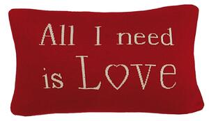 Dekoračný návlek pletený DESIGN all you need is love červená 30x50 cm