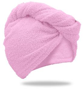 Rýchloschnúci froté turban na vlasy ružový