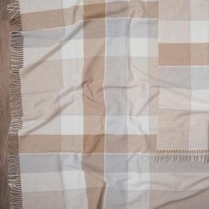Deka vlnená DELI WOOL kocka sivá béžová 130x180 cm