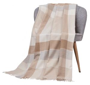 Deka vlnená DELI WOOL kocka sivá béžová 130x180 cm
