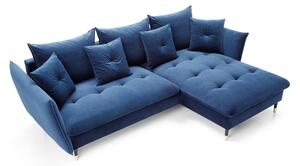 Rohová rozkladacia sedačka Glam - modrá Strana: Ľavá