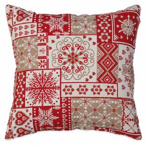 Dekoračný návlek MOTIV patchwork červená béžová 40x40 cm