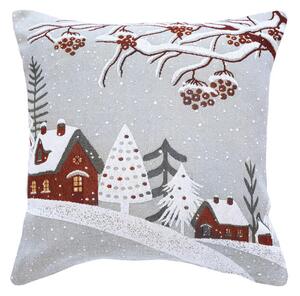 Dekoračný návlek MOTIV zimné domčeky 45x45 cm