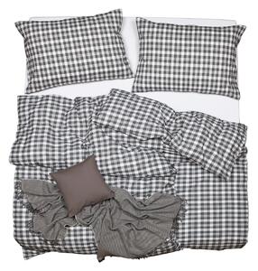 Obliečky KLASIK káro biela sivá Štandardný 1x paplón 140x200 + 1x vankúš 70x90 cm