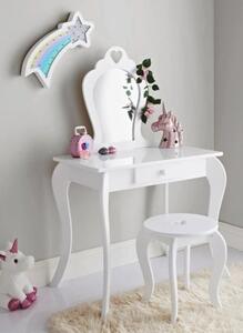 Moderný detský toaletný stolík v bielej farbe Biela