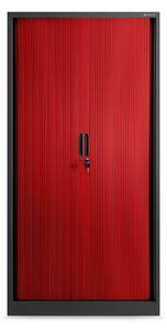 Kovová skriňa so žalúziovými dverami DAMIAN, 900 x 1850 x 450 mm, antracitovo-červená