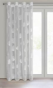 Biela záclona so striebornou potlačou HELGA na kovových krúžkoch 140x260 cm