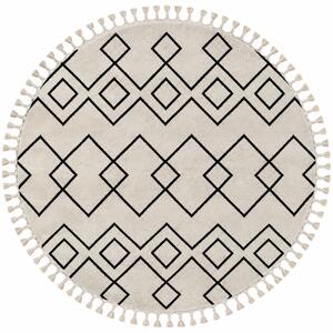 My Flair, Kusový koberec Moroccan Dream weiß kruh, 190x190 (průměr) kruh, čiernobiela, obývacia izba