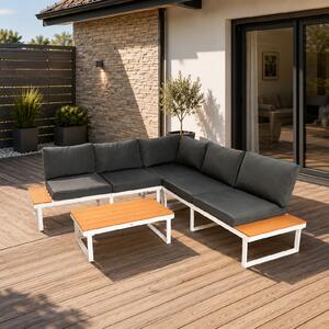 Furnigo Záhradný kovový set Malaga - biely/antracit podušky