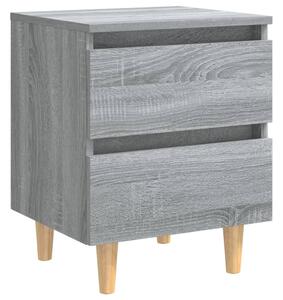 Nočný stolík s nohami z masívneho dreva sivý 40x35x50 cm