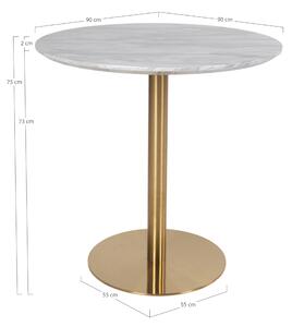 Jedálenský stôl BULZONU 3 biely mramor/zlatá