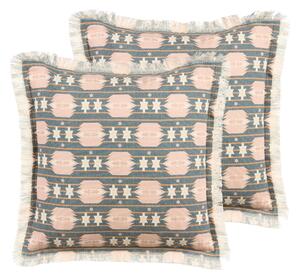 Sada 2 dekoratívnych vankúšov viacfarebná bavlna polyester 60 x 60 cm geometrický abstraktný vzor s potlačou moderný dizajn doplnky