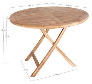 Záhradný stôl UVAIDU teak, ⌀ 100 cm