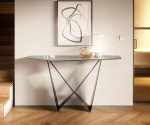 DELIFE Konzolový stolík Edge polygonálny 140×50 cm keramika betónová sivá Livos kov čierna