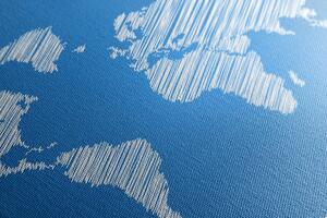 Obraz na korku šrafovaná mapa sveta na modrom pozadí