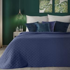EUROFIRANY Jednofarebný prehoz na posteľ vyrobený technológiou horúceho lisovania 170 cm x 210 cm tmavomodrá 100 % polyester