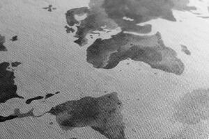 Obraz na korku mapa sveta v retro štýle v čiernobielom prevedení