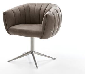 DELIFE Jedálenská stolička Jada-Flex mikrovlákno taupe vintage krížová podstava nerezová oceľ 360° otočný hojdacia funkcia vrecková pružina