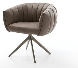 DELIFE Jedálenská stolička Jada-Flex mikrovlákno taupe vintage krížová podstava široká titánová farba 360° otočná hojdacia funkcia vrecková pružina