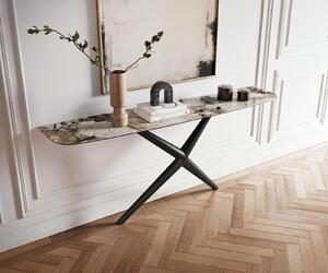 DELIFE Konzolový stolík Edge zaoblený 180×40 cm keramika Patagonia leštená Estelo kov čierna