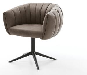 DELIFE Jedálenská stolička Jada-Flex mikrovlákno taupe vintage krížová podstava čierna 360° otočný hojdacia funkcia vrecková pružina